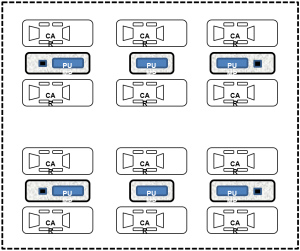 Graphic showing an example layout of a filling station forecourt