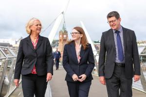 1.	Picture L to R - Anna Doherty (Chief Executive of Chief Executive of the Derry Chamber), Dr Caoimhe Archibald (Finance Minister) & Greg McCann (President of the Derry Chamber)