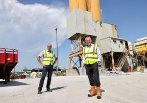 Finance Minister Conor Murphy with Macrete company director Richard Hogg