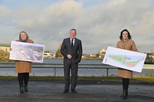 Finance Minister Conor Murphy with representatives from Newry