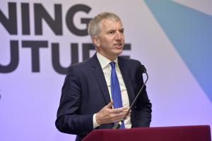 Finance Minister, Máirtín Ó Muilleoir pictured making a speech